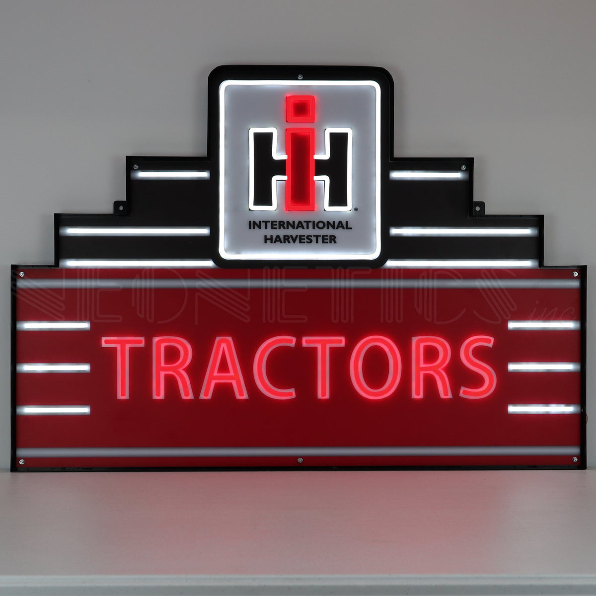 Art Deco Marquee International Harvester Tractors LED Flex-Neon Sign in Steel Can