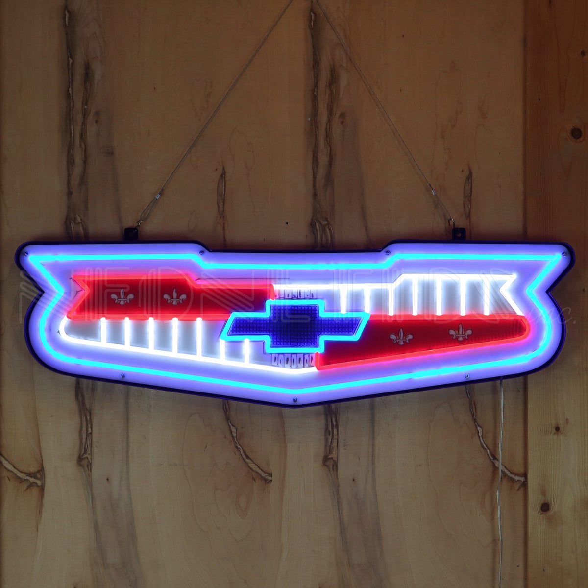 57 Chevy Emblem Chevrolet Grill LED Flex-Neon Sign in Steel Can
