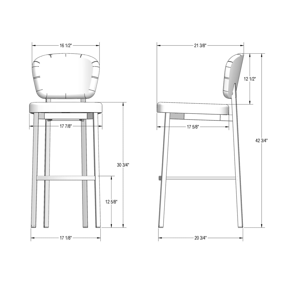 Amisco Isadora Upholstered Stool 40387-30 bar height
