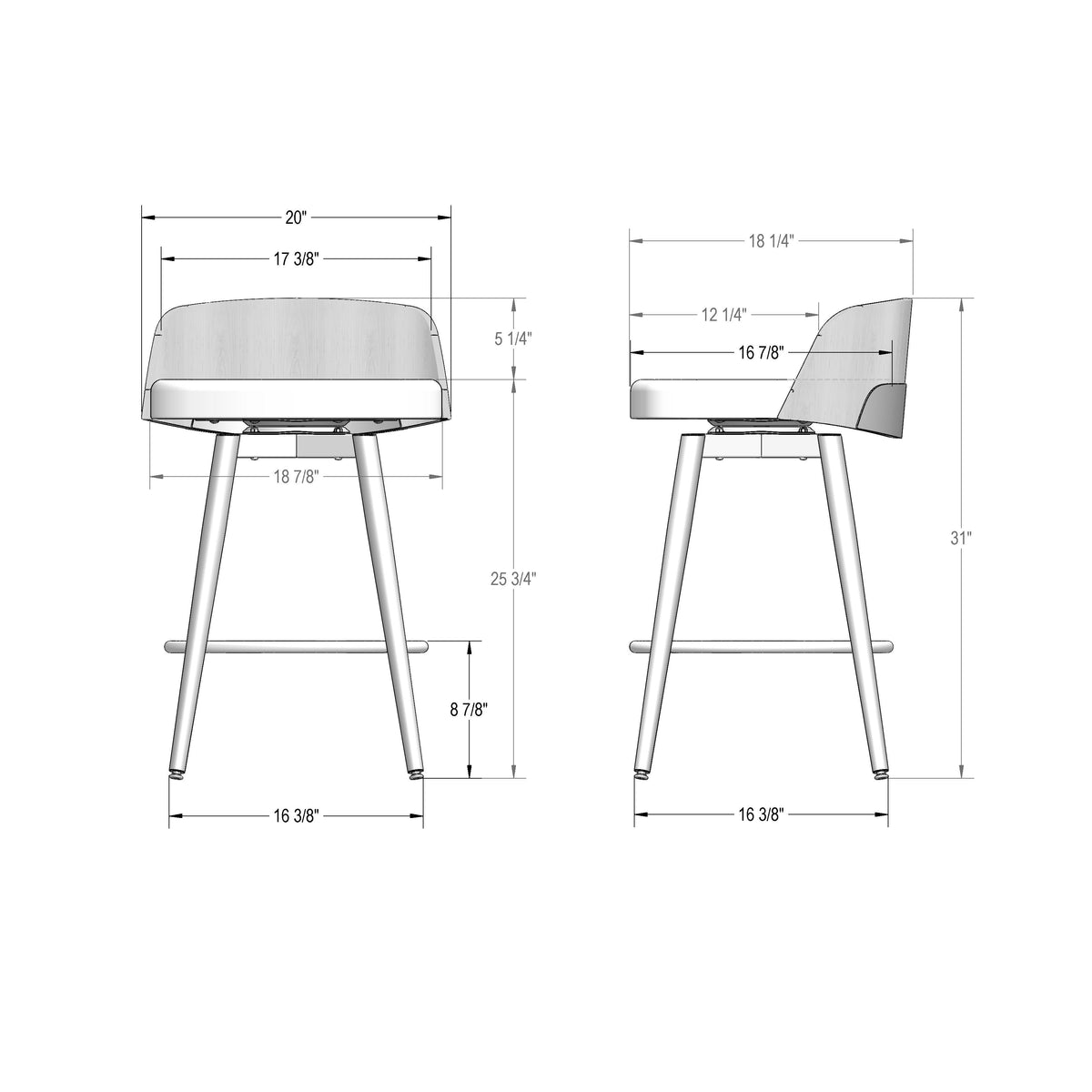 Amisco Frank Swivel Stool 41283-26 counter height
