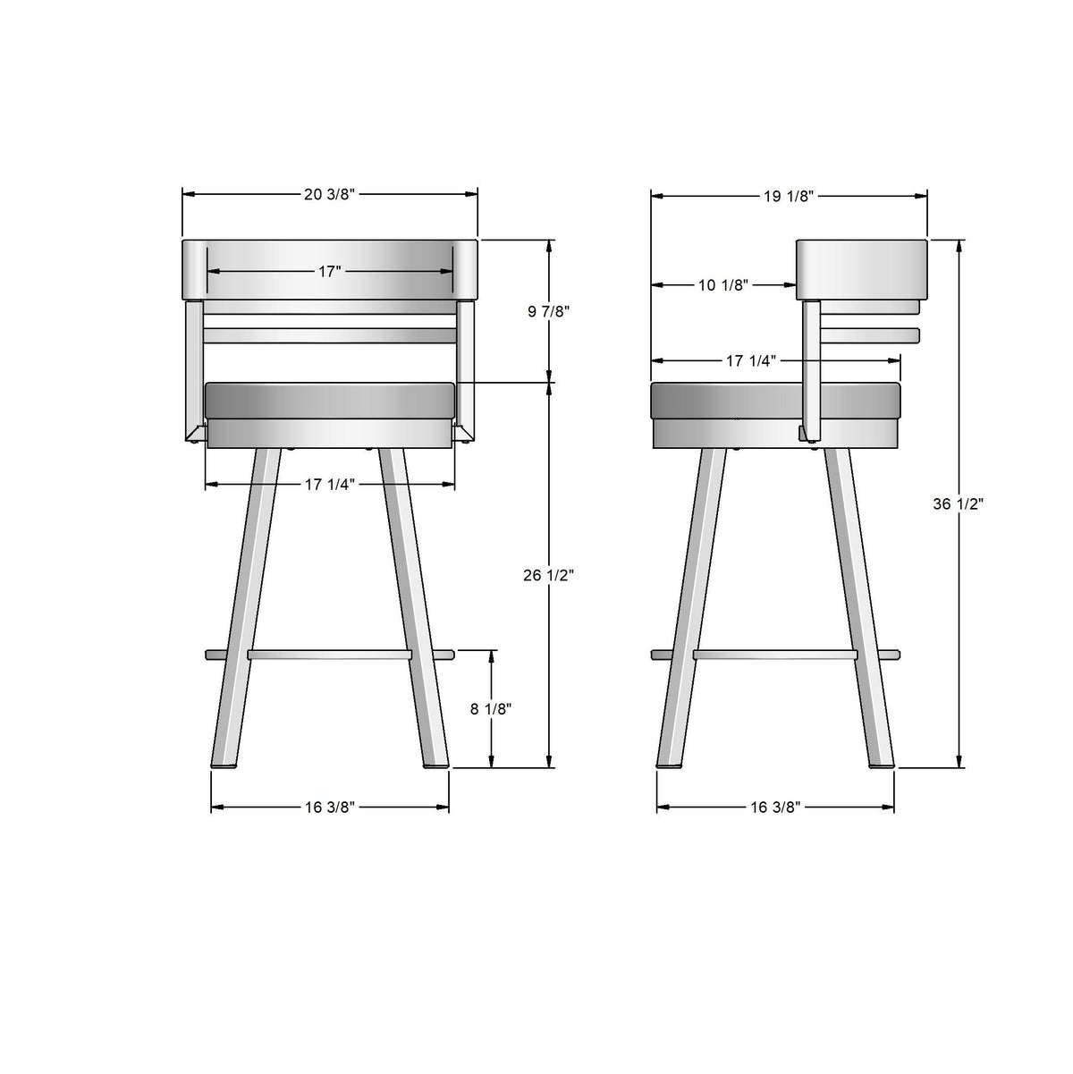 Amisco Ronny Swivel Stool dimensions
