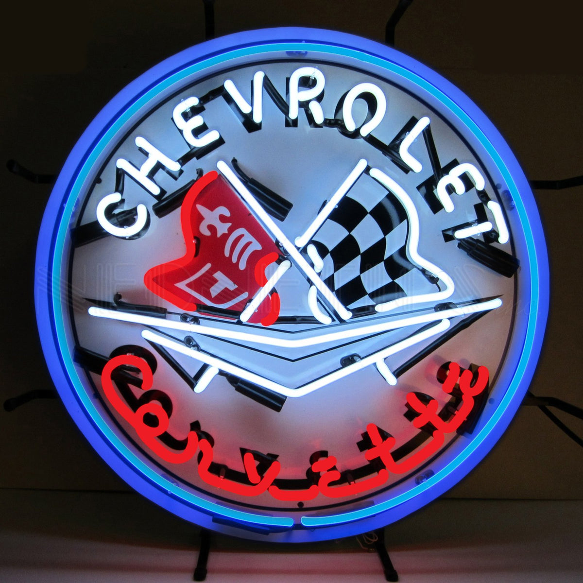 Corvette Neon Sign with Blue Outer Ring