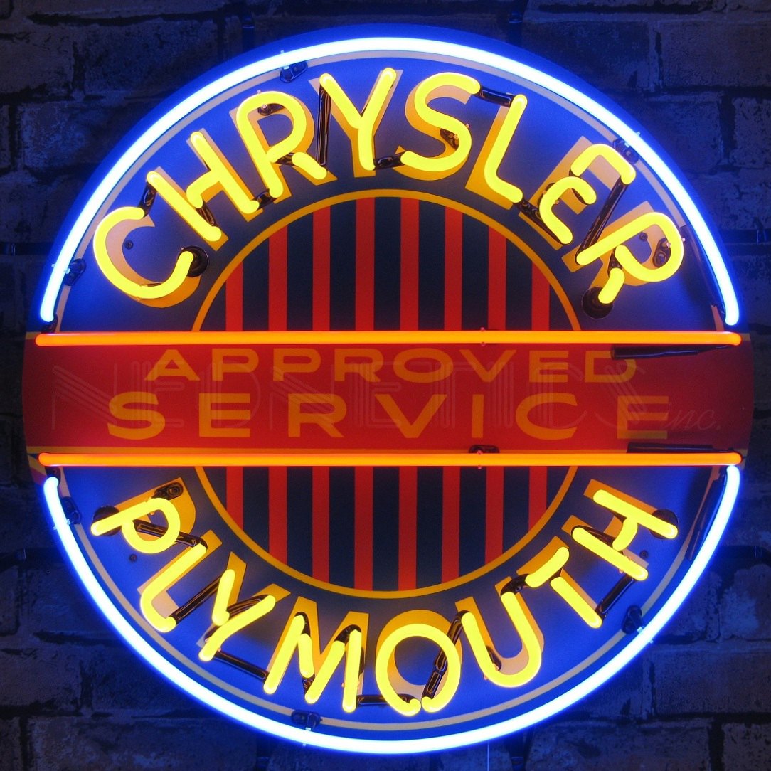 Chrysler Plymouth Neon Sign with Backing