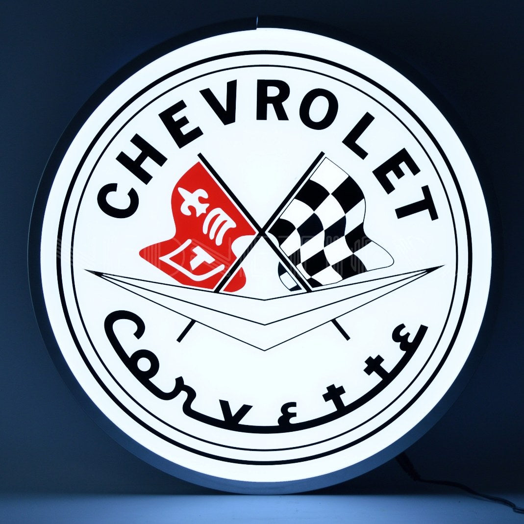 Corvette Flags 15 Inch Backlit LED Lighted Sign