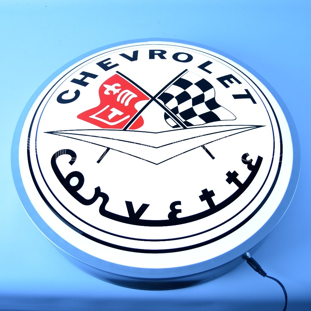 Corvette Flags 15 Inch Backlit LED Lighted Sign