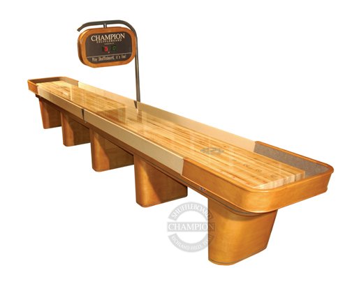 Champion Capri shuffleboard table with overhead score unit