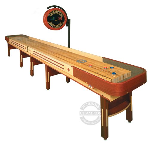 Grand Champion Limited Edition shuffleboard table with large wood score unit