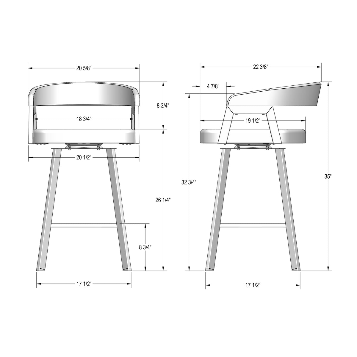 Amisco Carmela Solid Wood Stool – view 3