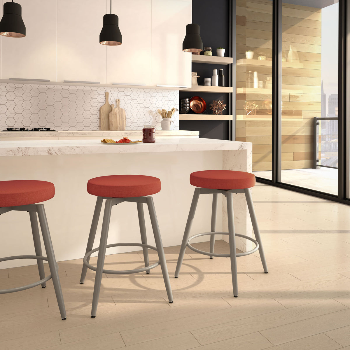 Amisco Nox Upholstered Stool – view 2