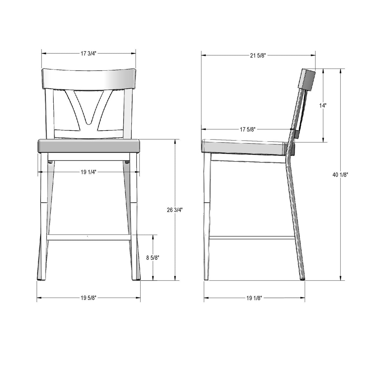 Amisco Lawrence Solid Wood Stool – view 2