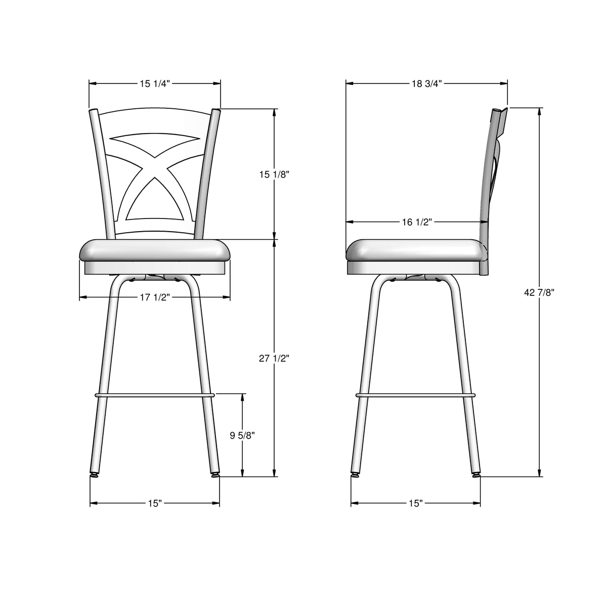 Amisco Marcus Upholstered Stool – view 2