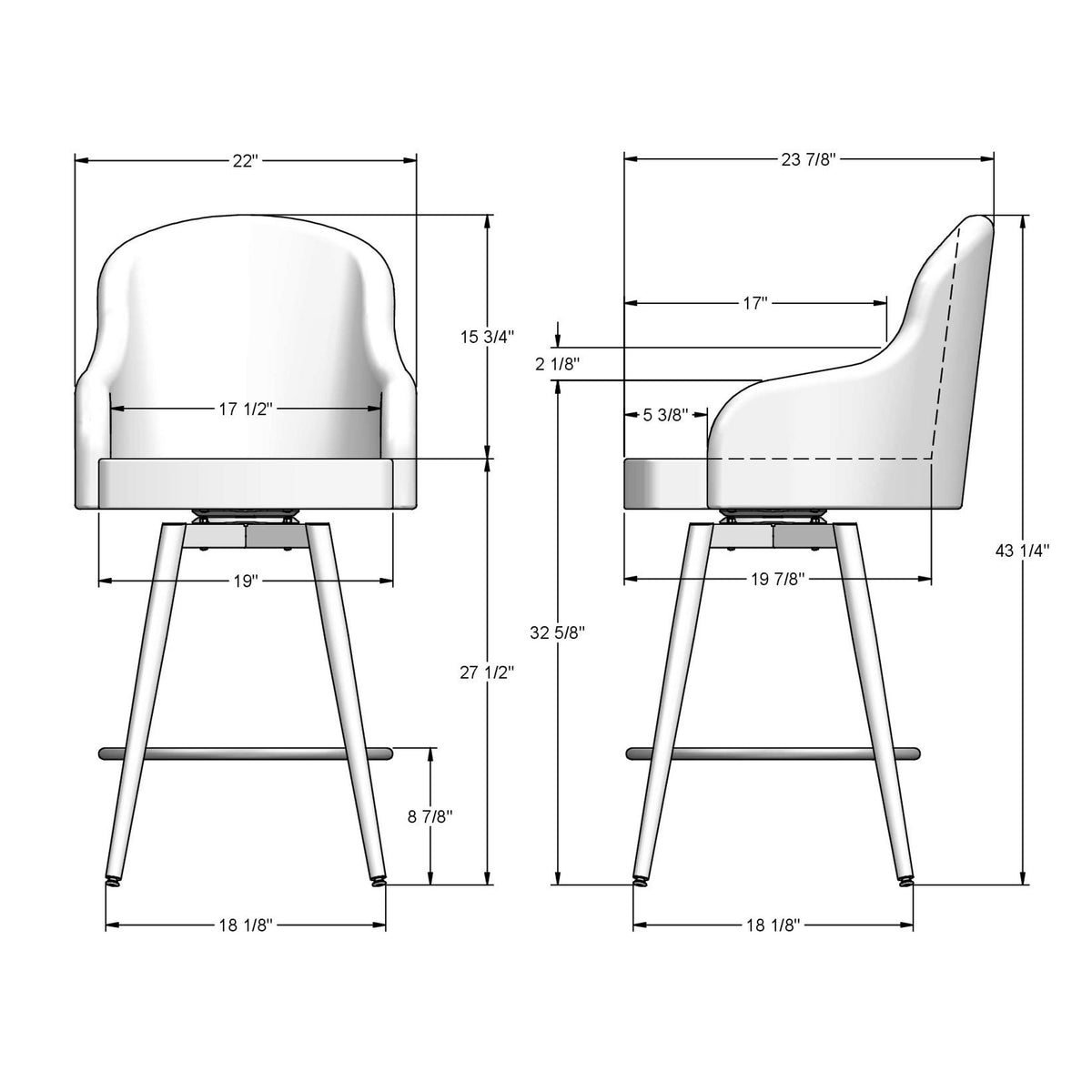Amisco Weston Upholstered Stool – view 3