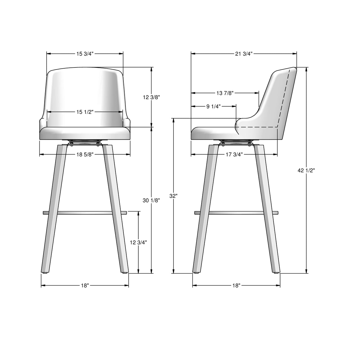 Amisco Diaz Solid Wood Stool – view 3