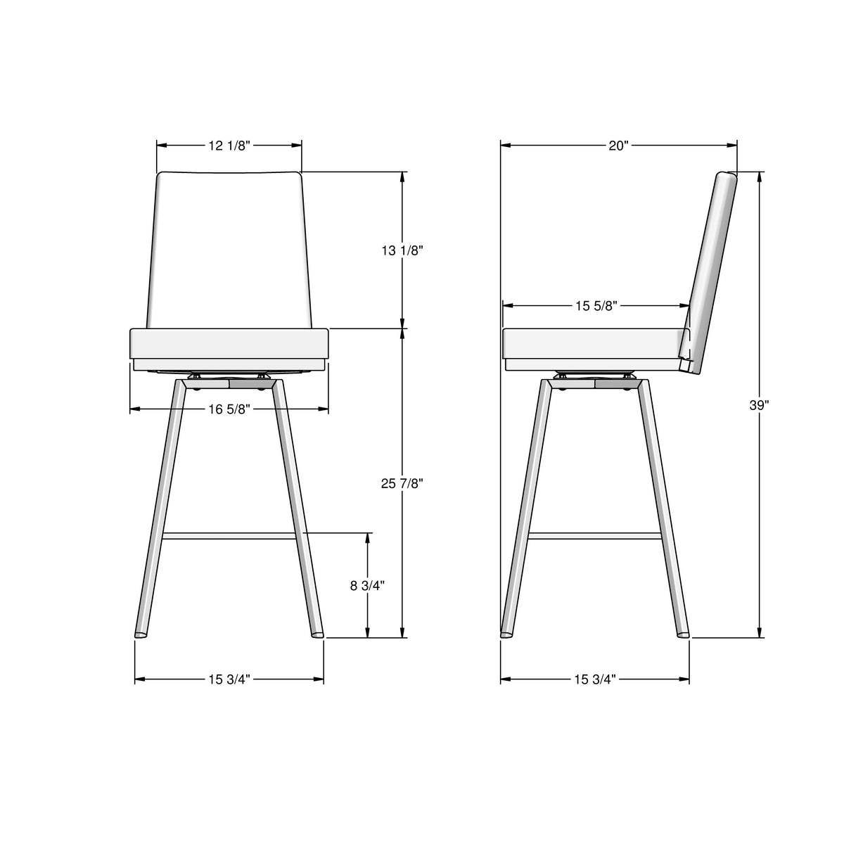 Amisco Linea Upholstered Stool – view 3