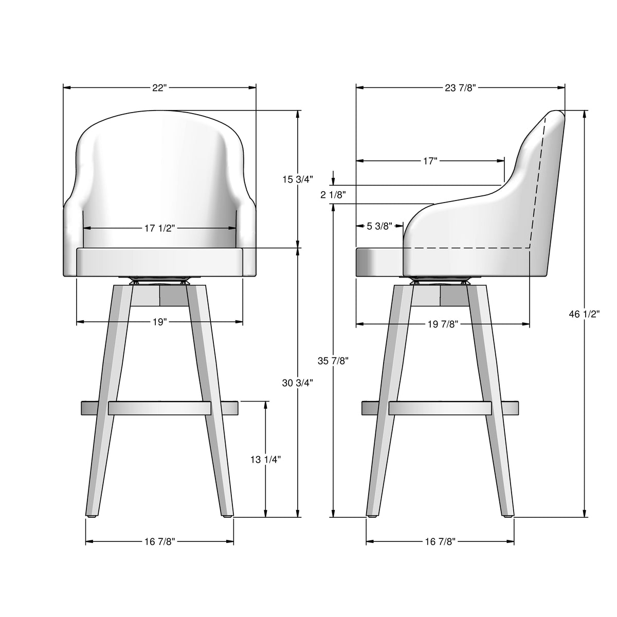 Amisco Collin Solid Wood Stool – view 3