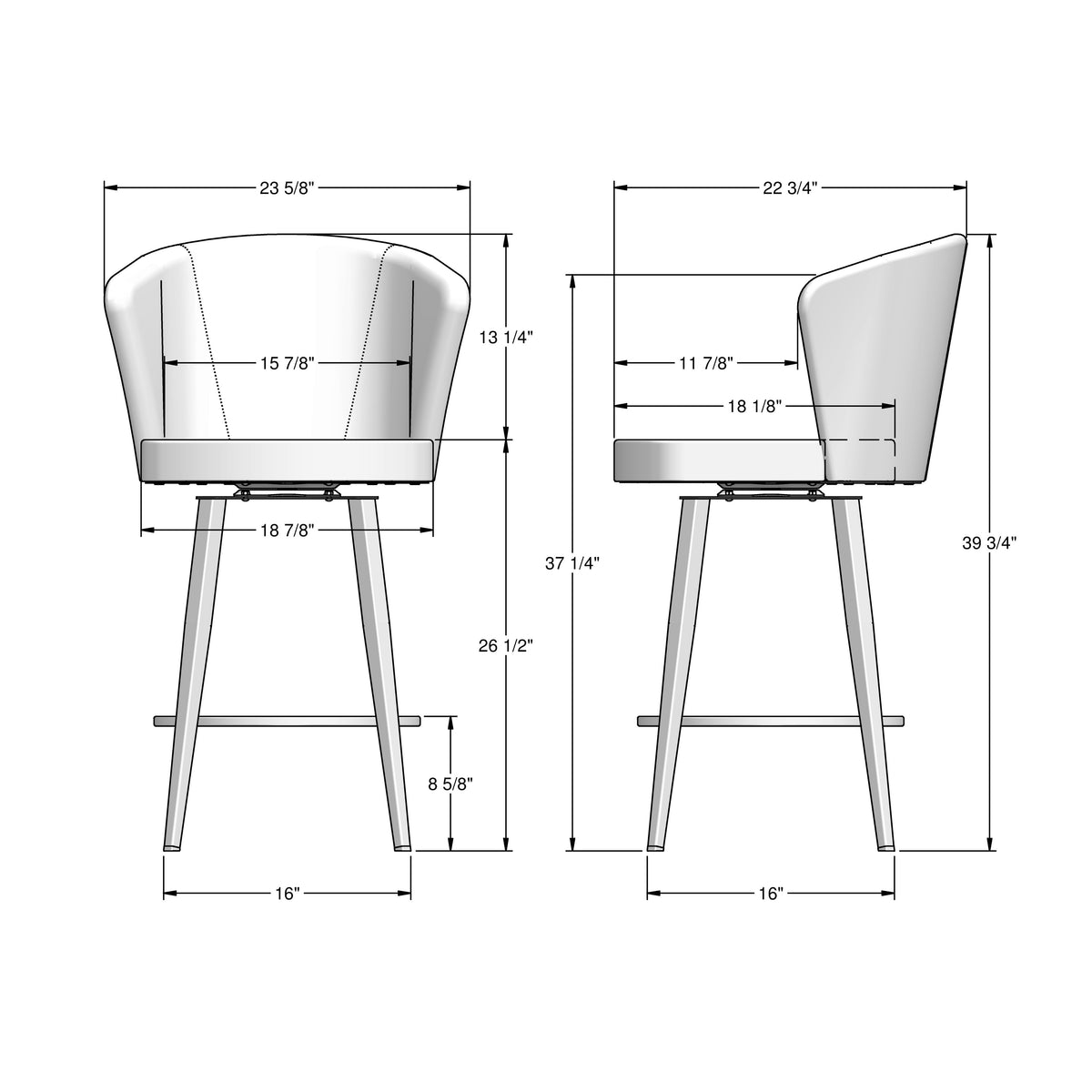 Amisco Benson Upholstered Stool – view 3
