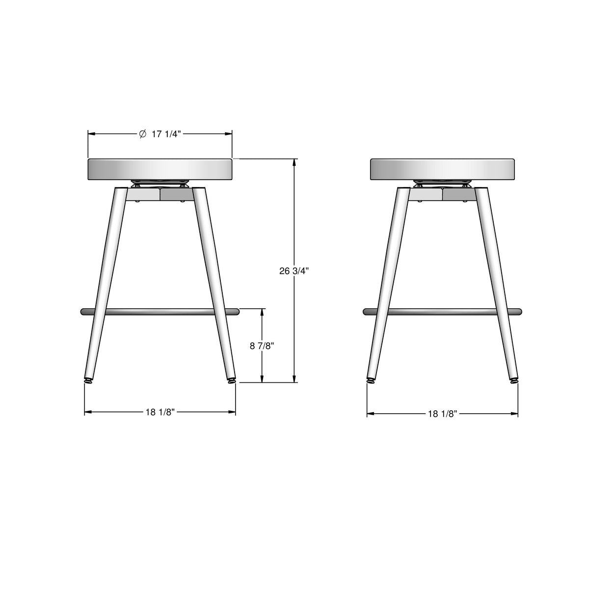 Amisco Nox Upholstered Stool – view 3