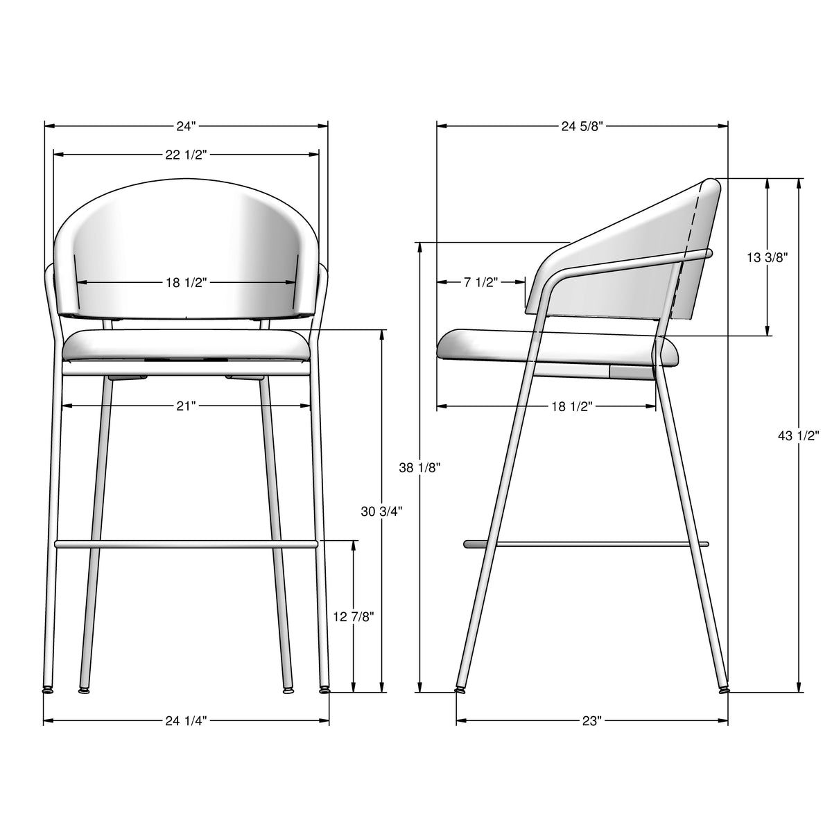 Amisco Atria Upholstered Stool – view 2