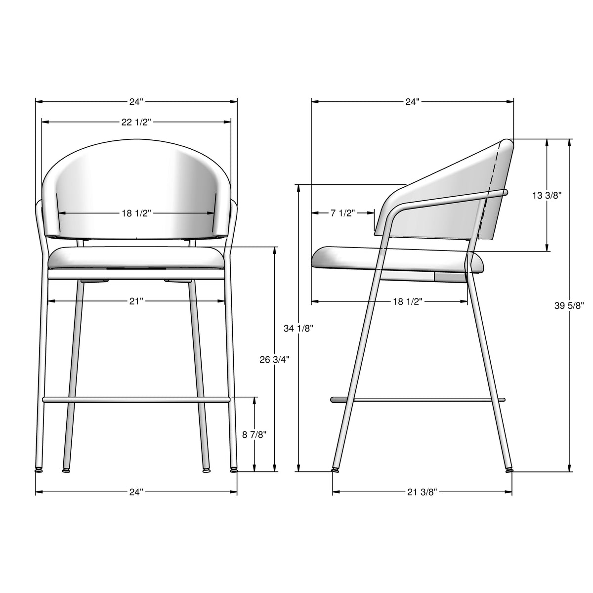 Amisco Atria Upholstered Stool – view 2