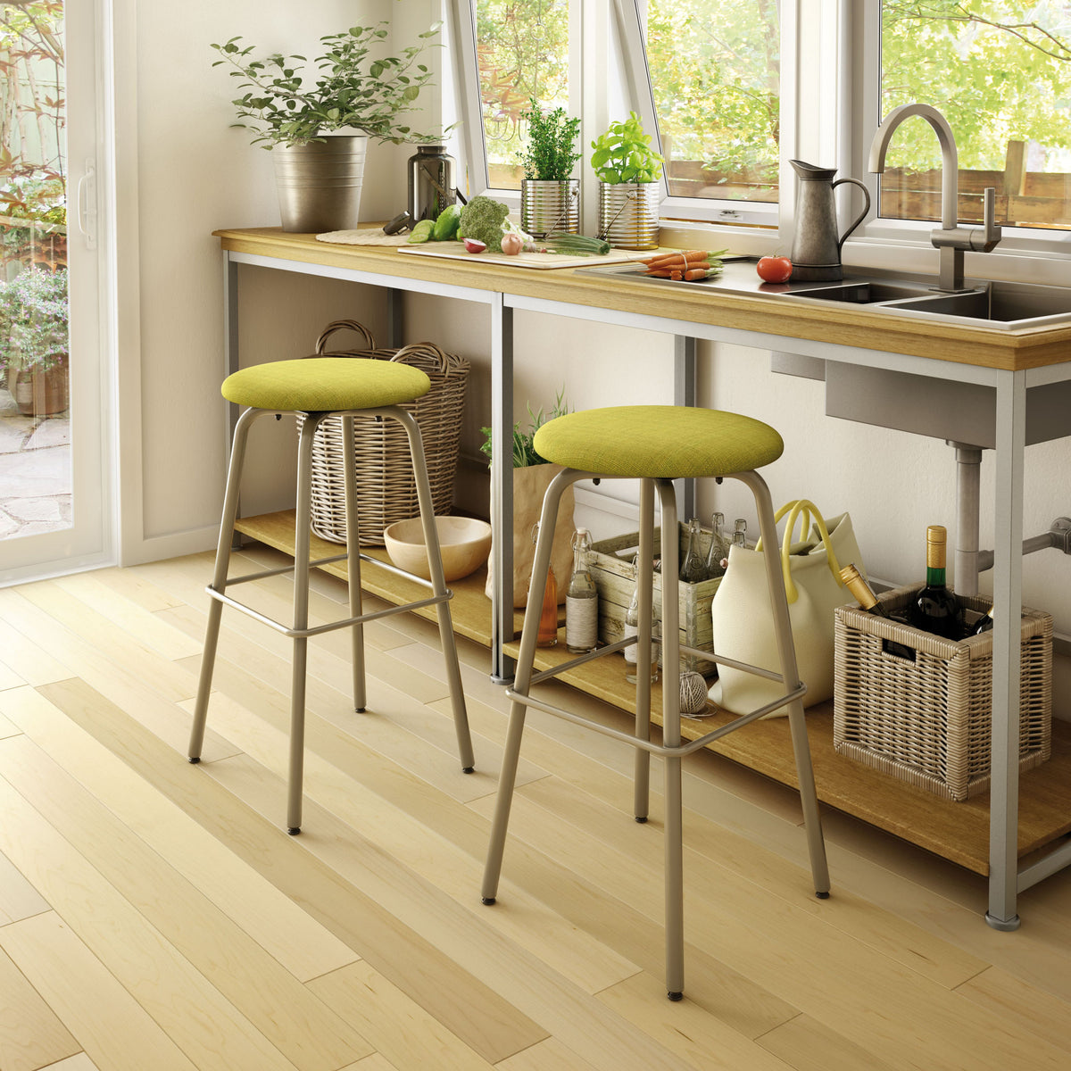 Amisco Button Upholstered Stool – view 2