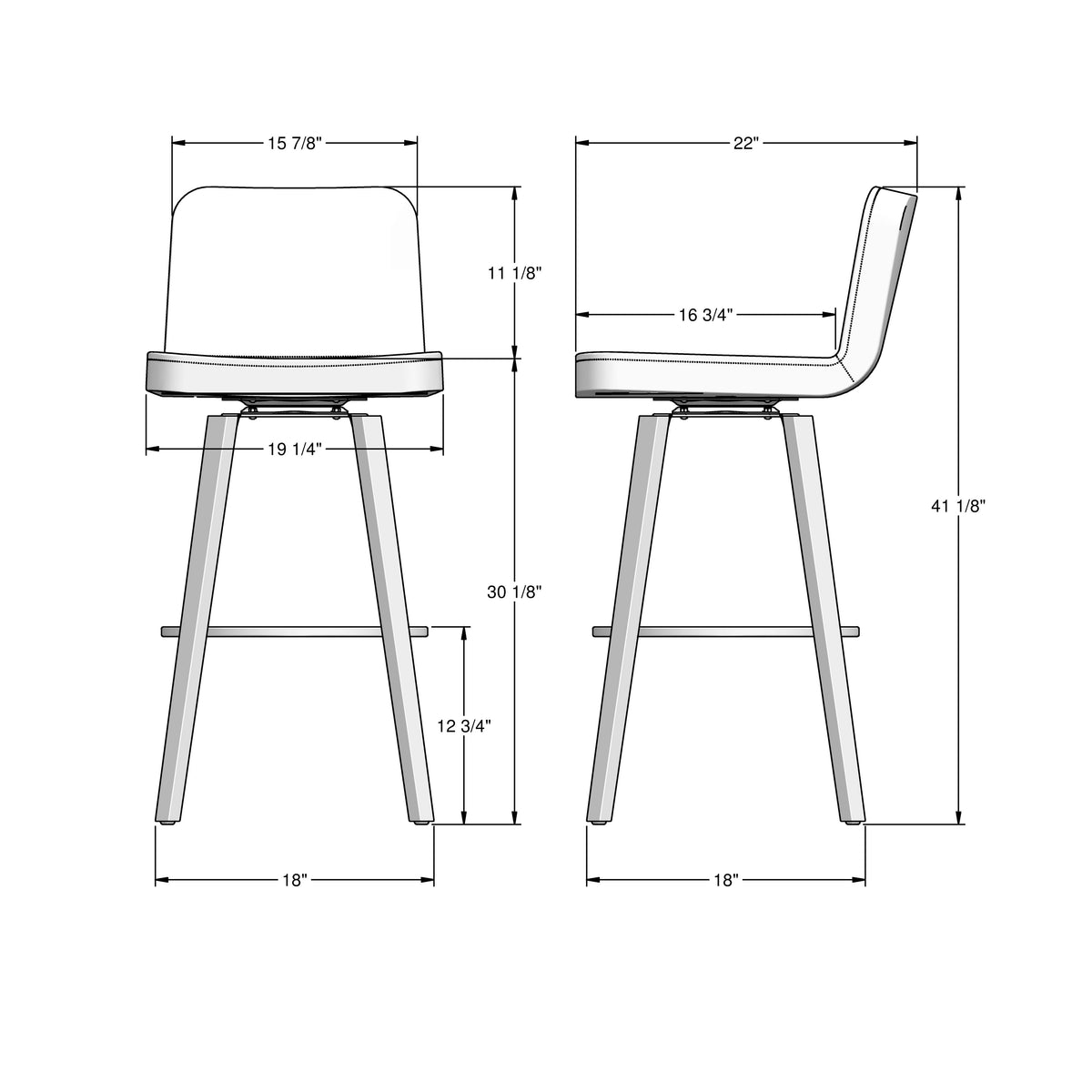 Amisco Visconti Solid Wood Stool – view 3