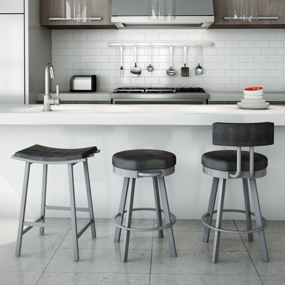 Amisco Bryce Upholstered Stool – view 2