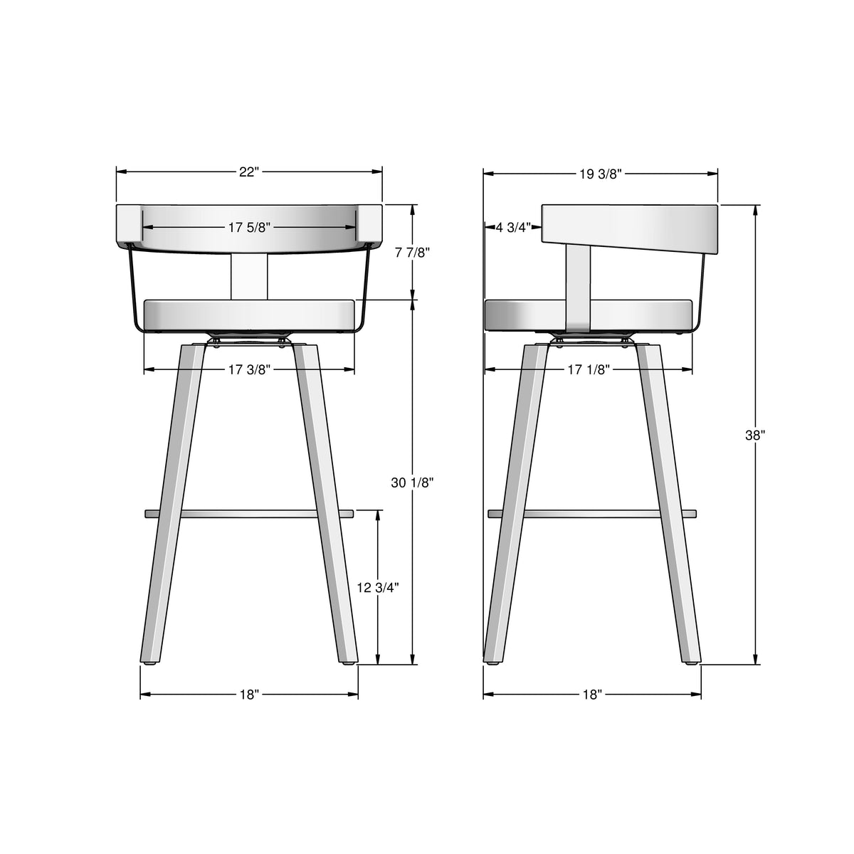 Amisco Fletcher Solid Wood Stool – view 3