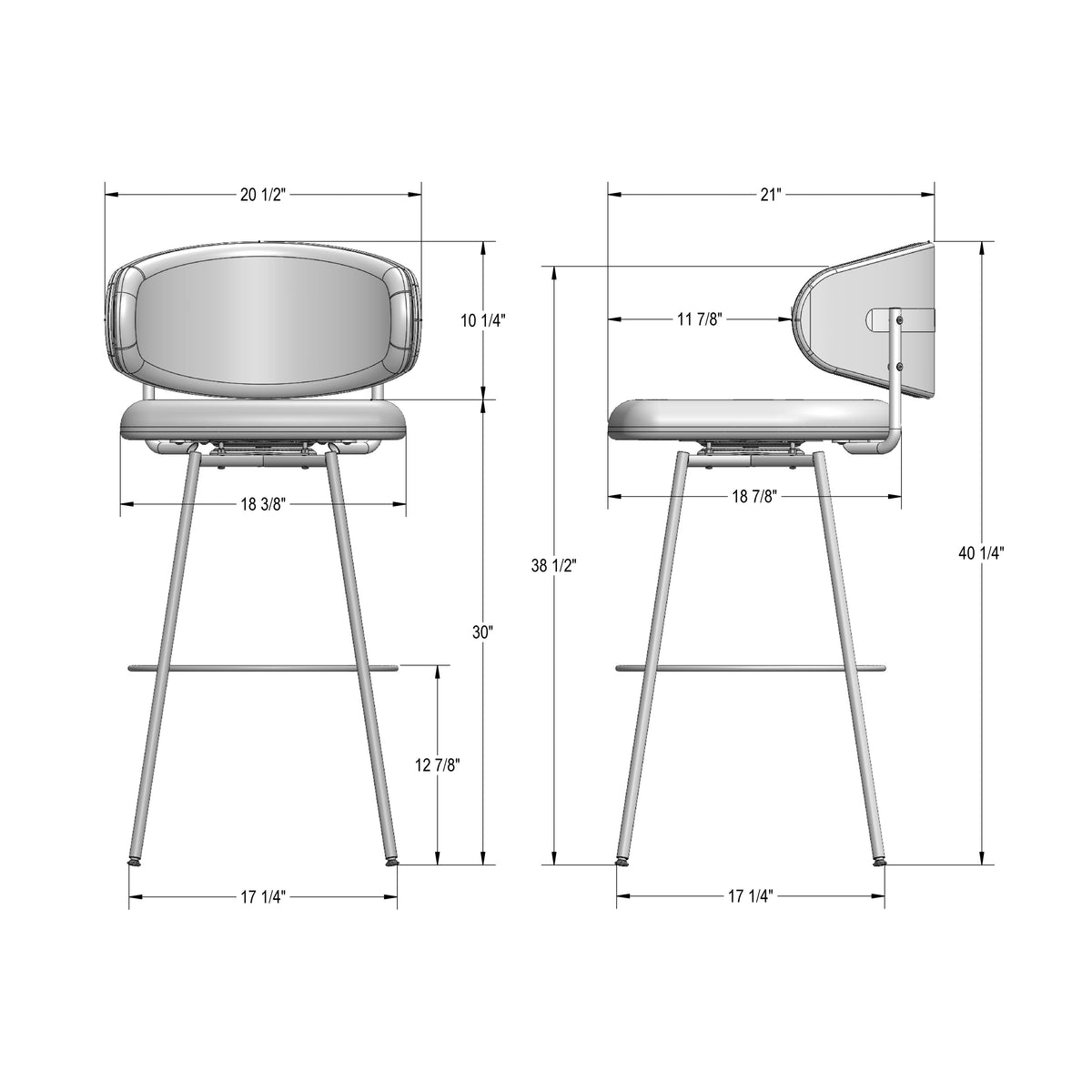 Amisco Wyatt Upholstered Stool – view 3