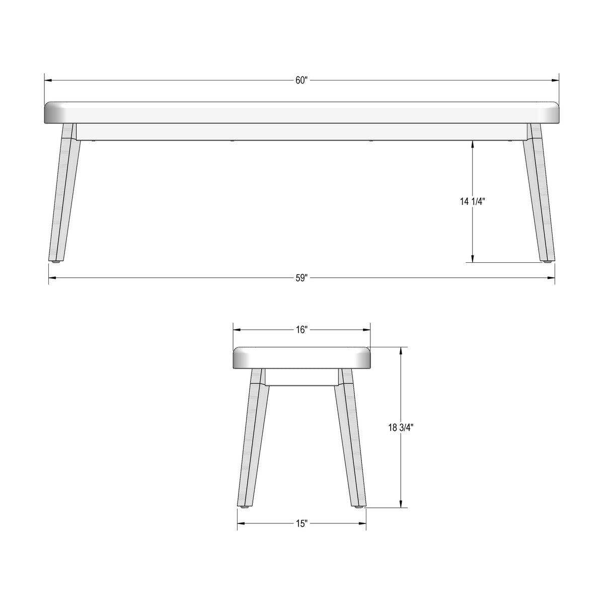 Amisco Nora Dining Bench – view 4