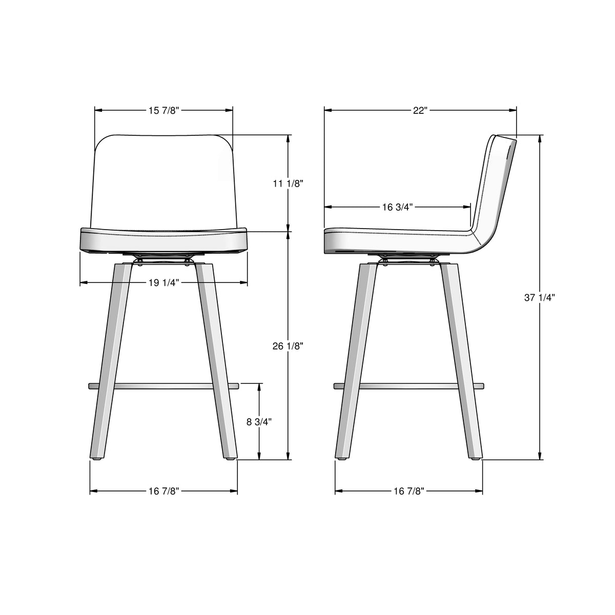Amisco Visconti Solid Wood Stool – view 3