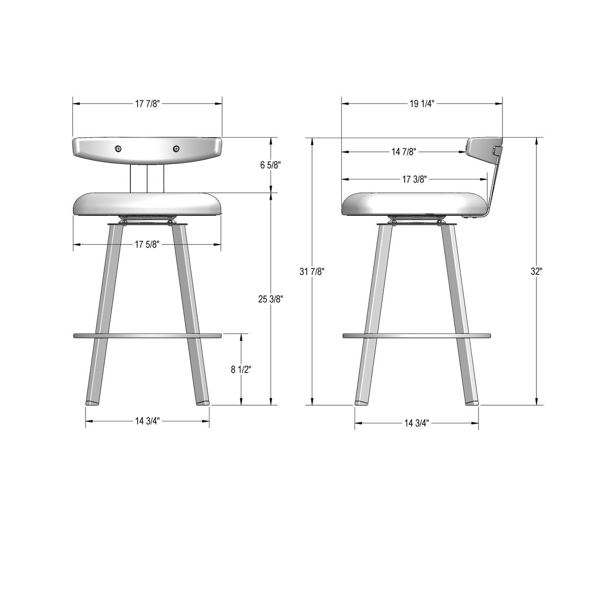 Amisco Asher Solid Wood Stool – view 3