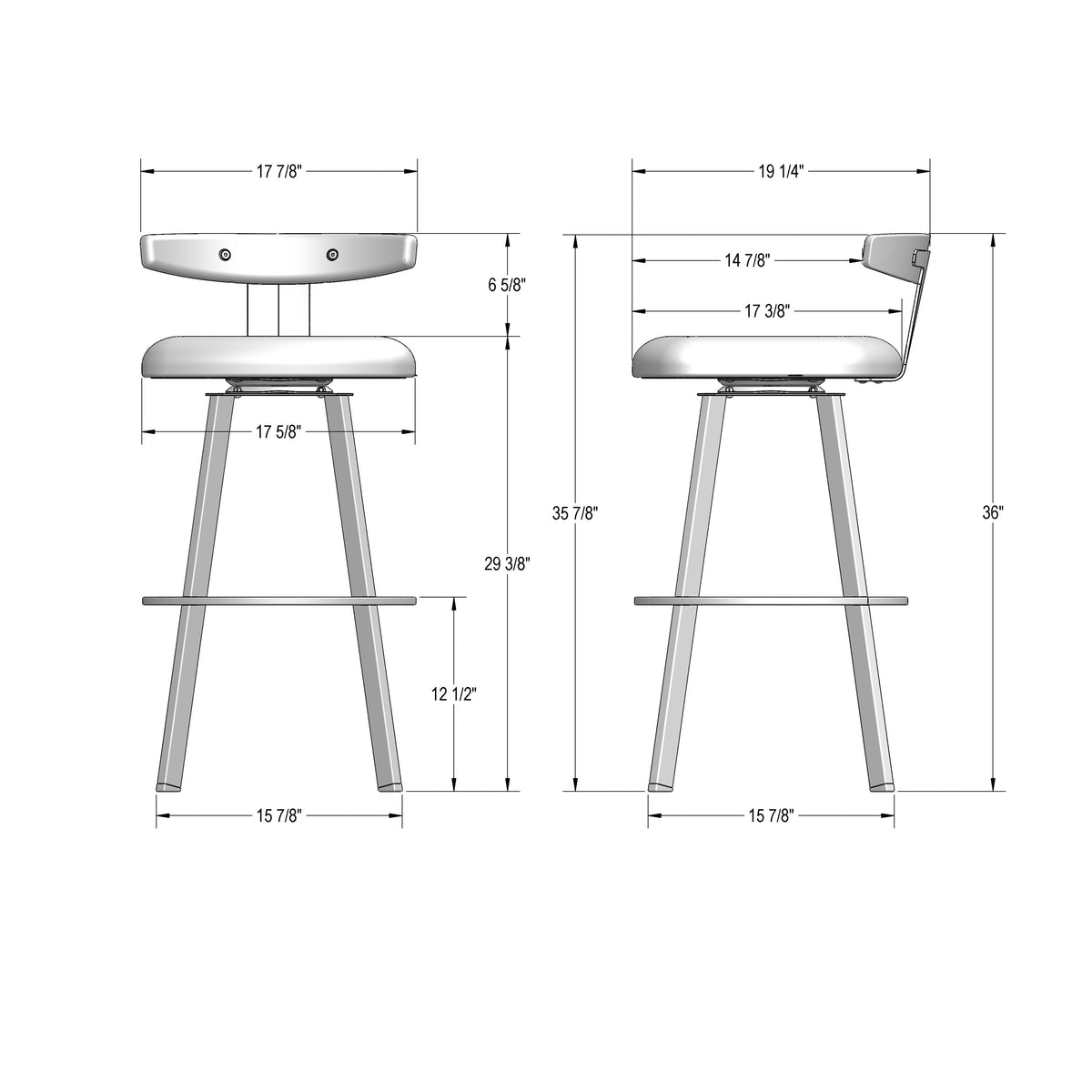 Amisco Asher Solid Wood Stool – view 3