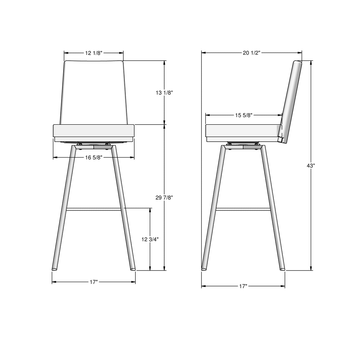Amisco Linea Upholstered Stool – view 3