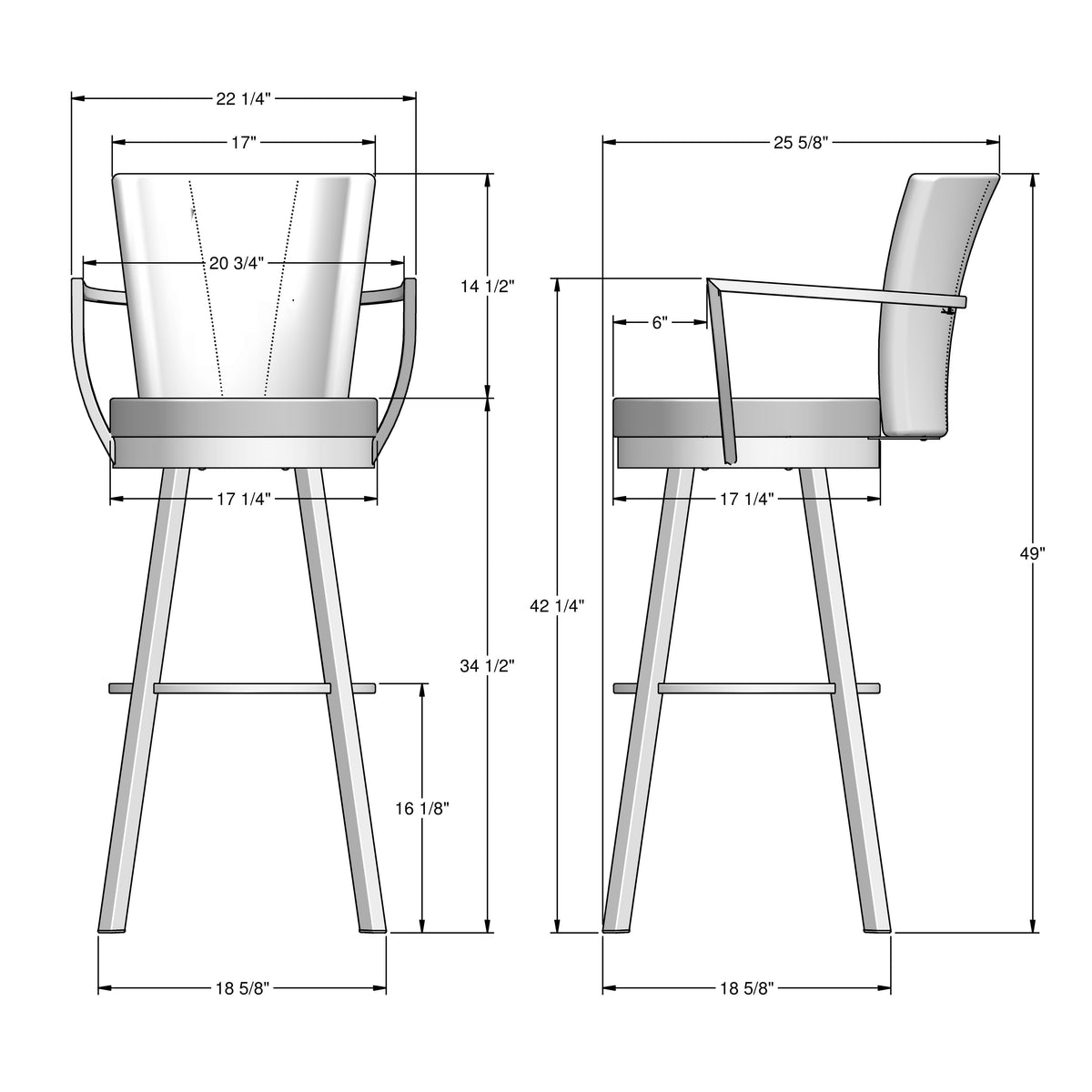 Amisco Cardin Upholstered Stool – view 2