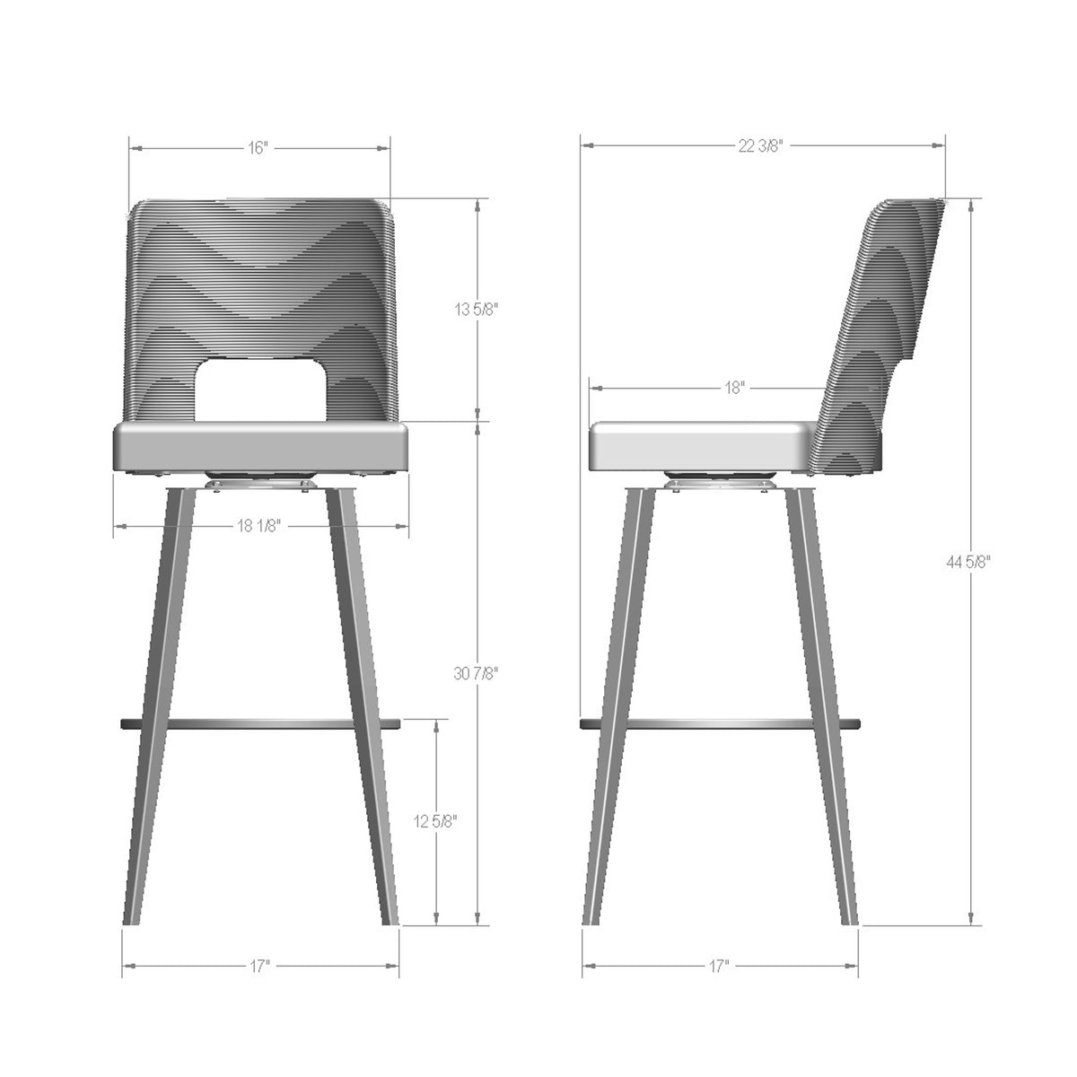 Amisco Chase Upholstered Stool – view 3