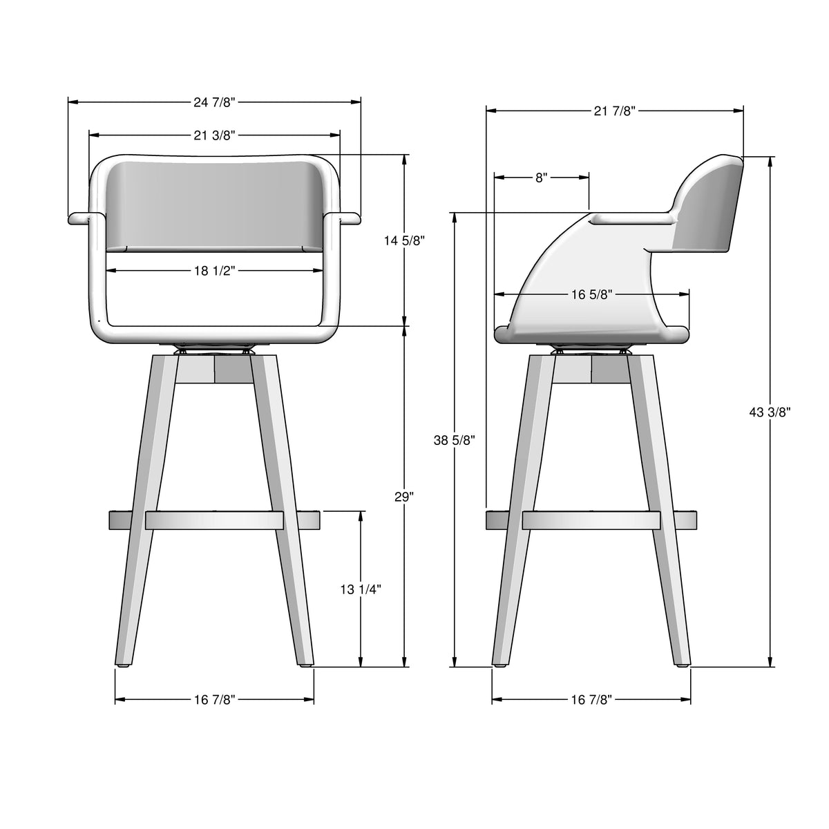 Amisco Joshua Solid Wood Stool – view 3
