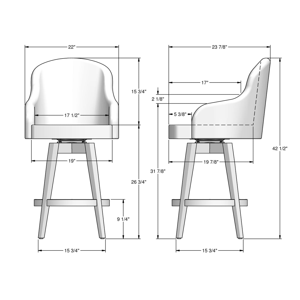 Amisco Collin Solid Wood Stool – view 3