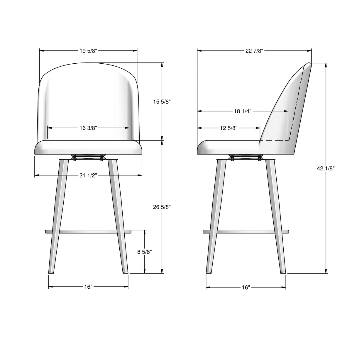 Amisco Zahra Upholstered Stool – view 3