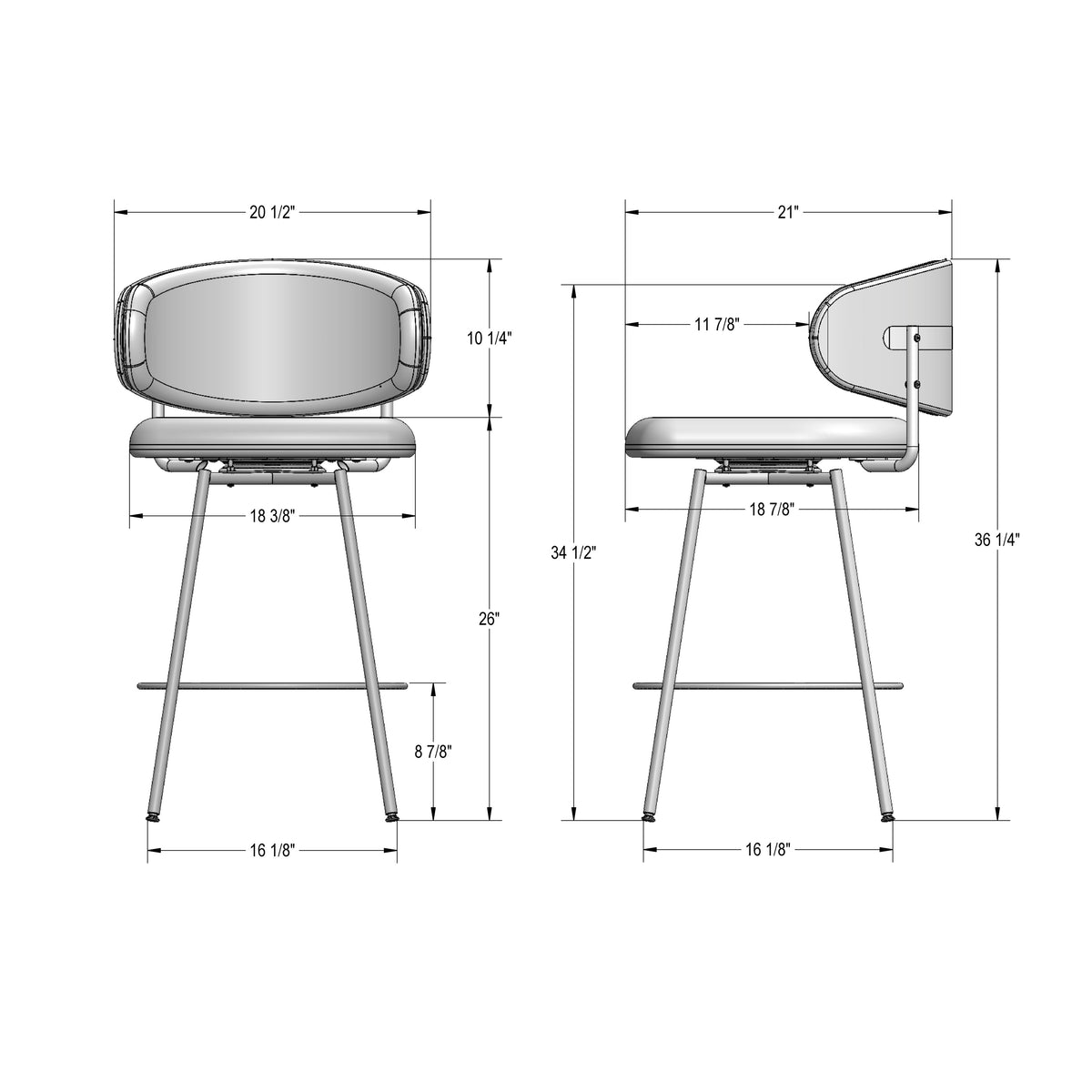 Amisco Wyatt Upholstered Stool – view 3