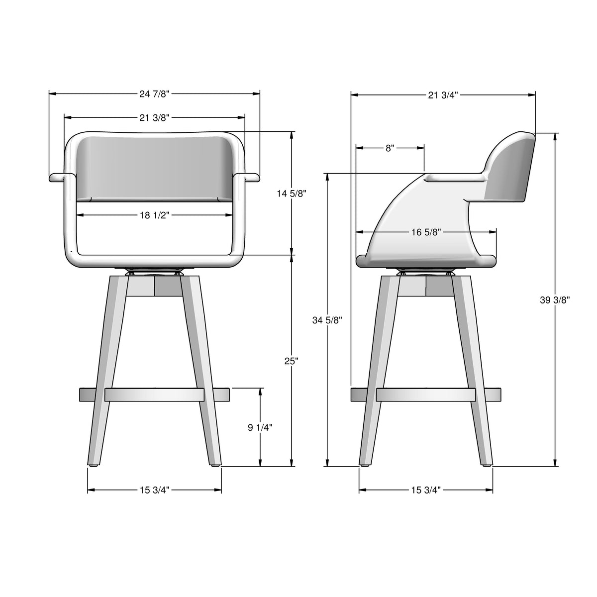 Amisco Joshua Solid Wood Stool – view 3